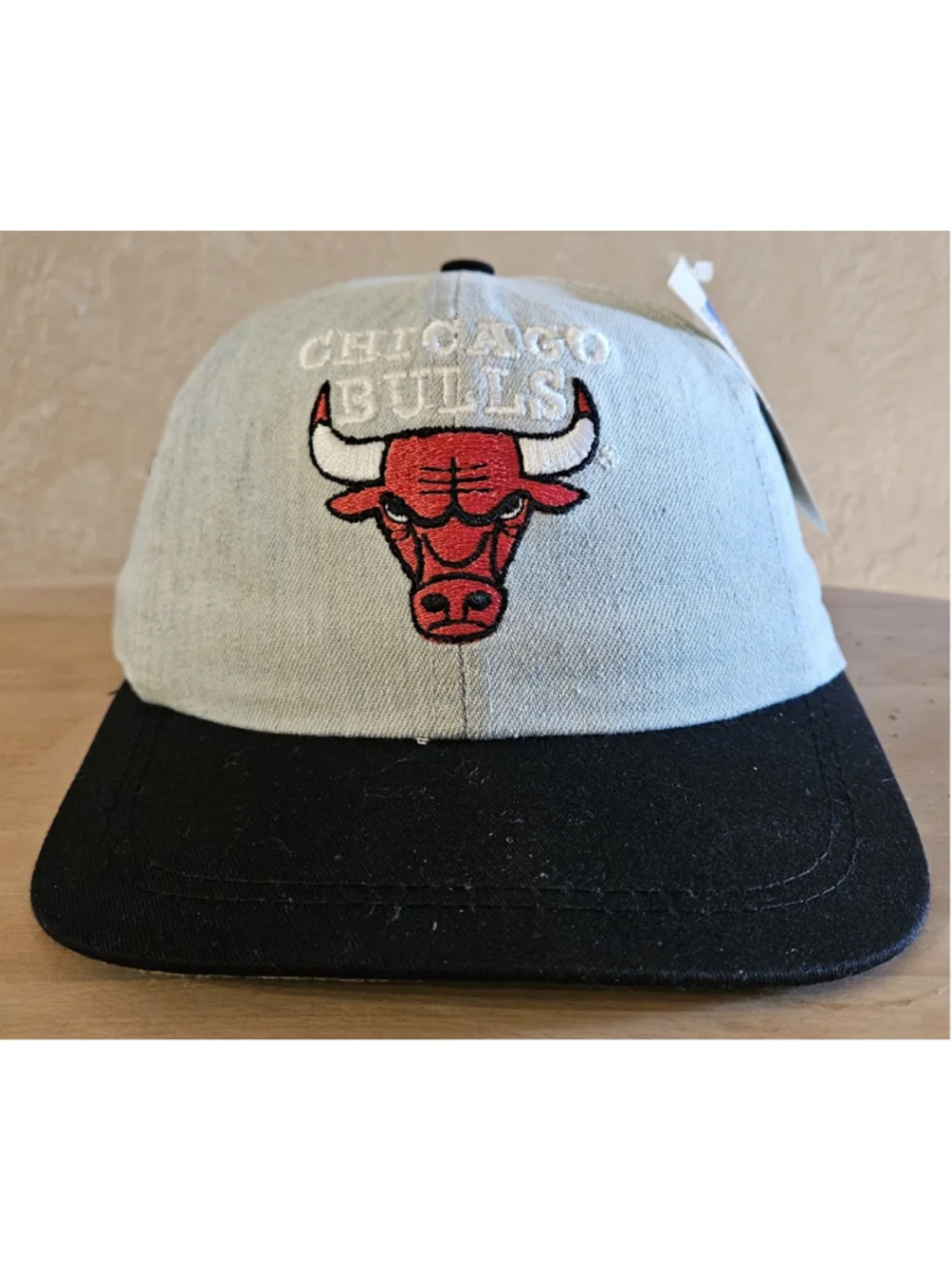 Vintage 90s Chicago Bulls AJD Denim Strapback Hat Youth NWT NBA Licensed